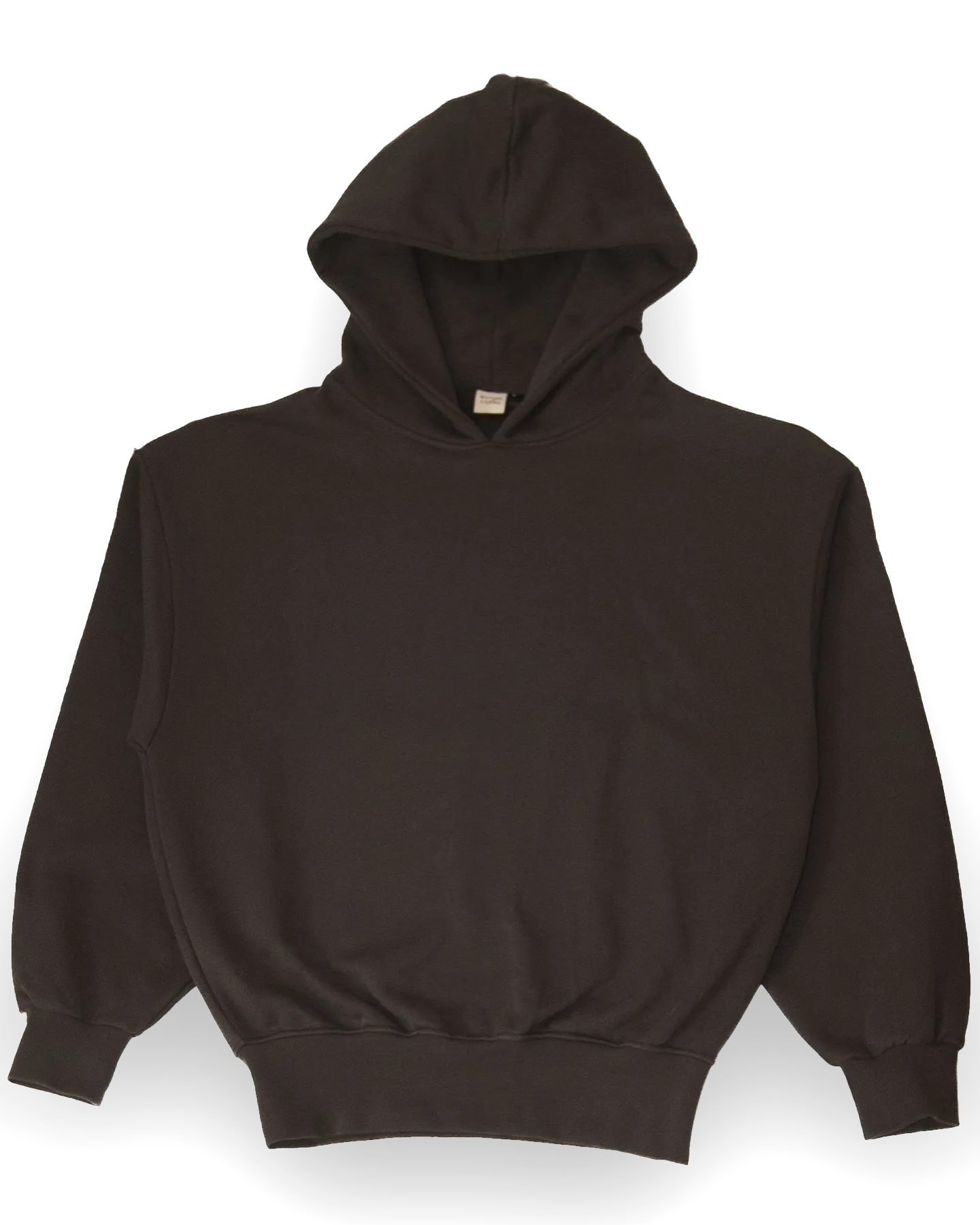 Nahaufnahme der Vorderseite von Work 01 in Ash Grey (Grau), flach liegend: ein leeres Feld, ohne Tasche und ohne Kordelzug.